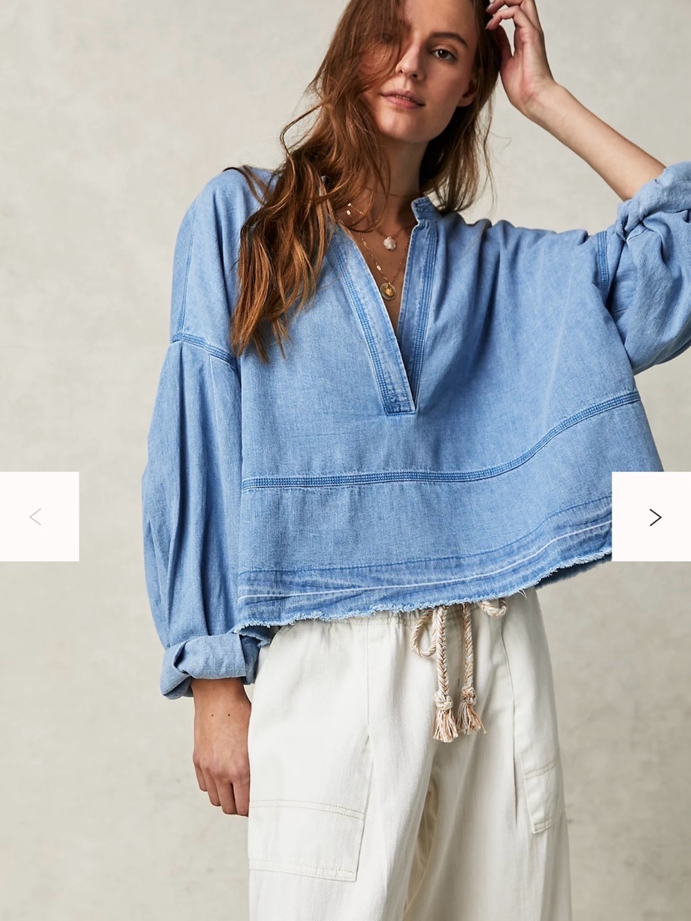 Free People Jude Denim Pullover Medium Color: Vintage Indigo NWT